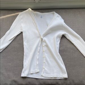 Brandy Melville Cream Ribbed Cardigan